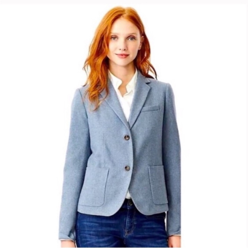 GAP Chambray Academy Blazer Wool Blend Professional Office Workwear